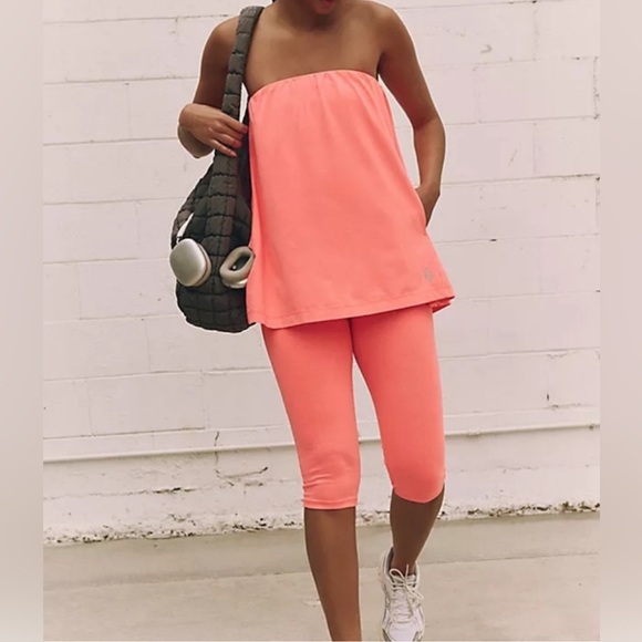 FP Movement Free People Bright Coral strapless Hotshot Tube Onesie Jumpsuit NWT - Picture 2 of 6